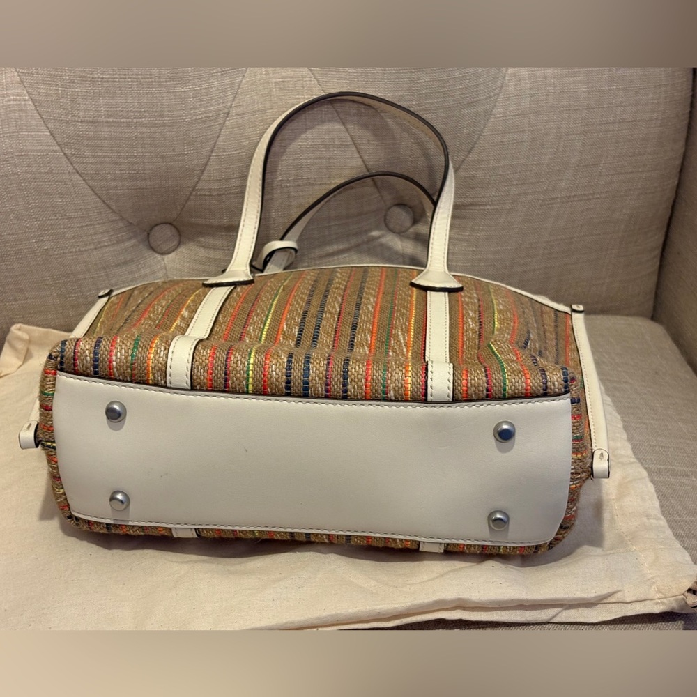 Tory Burch Multicolor Striped Tote with White Trim NWOT - Picture 5 of 6